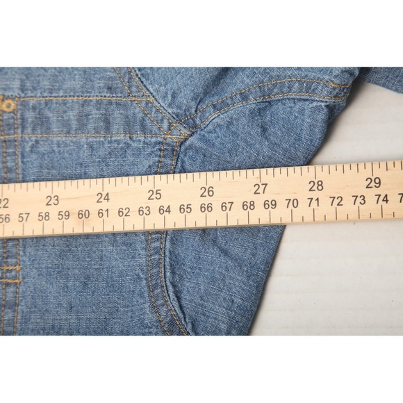 LL Bean Shirt Mens XL Blue Chambray Denim Button Front Workwear Pockets - Picture 6 of 9